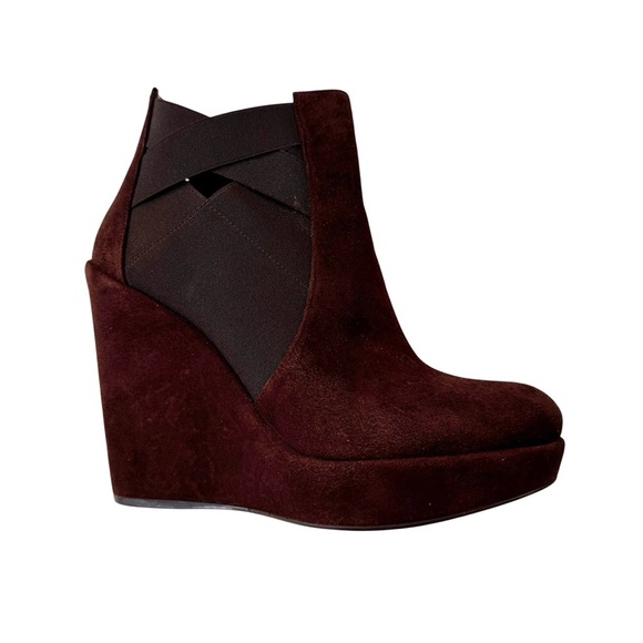 Stuart Weitzman Suede Hiyola Wedge Booties Ankle Boots Brown size 8 - Picture 10 of 11